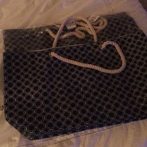 Navy patterned beach tote